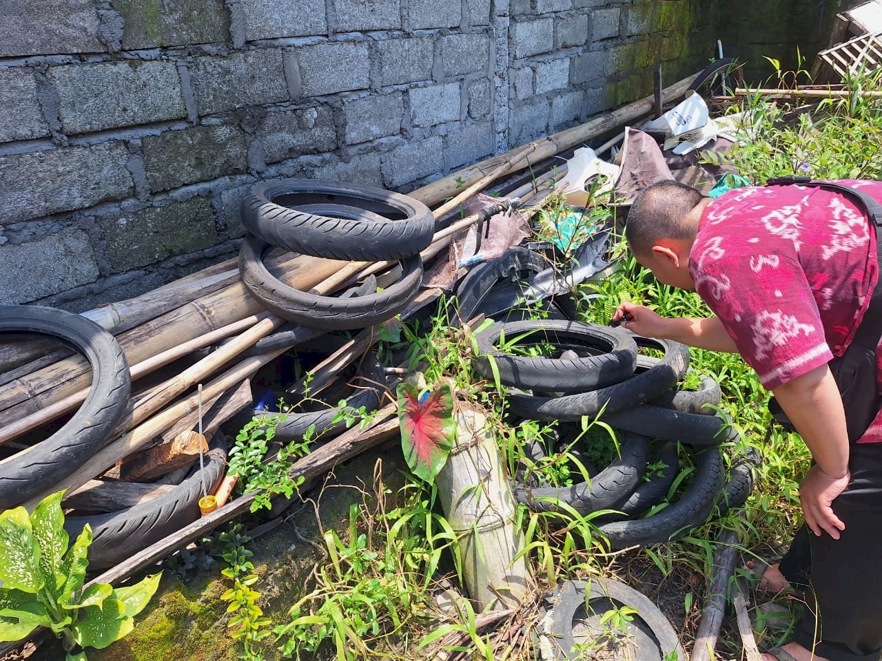 Kegiatan Penyelidikan Epidemiologi (PE) Kasus Demam Berdarah Dengue (DBD) di Desa Kemalang.